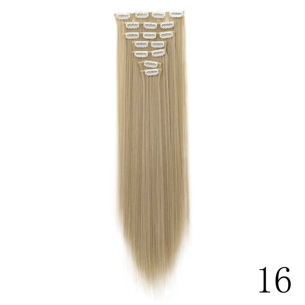 16" Long Straight Hair Extension Clip-In Kit for Women - 7pcs Set with Adjustable Clips, Natural Look for All Ethnicities, Easy Installation, Versatile Styling Options, Hair Accessories
