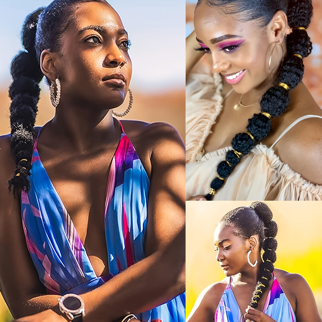1-Pack Bubble Ponytail Hair Extensions - 's Natural Textured Synthetic Hair, 100% Human-Like Feel, Easy to Install & Secure Hold, Versatile for Everyday & Special Occasions, Stylish Updo Accessory | Voluminous Buns | Secure Installation, Hair Accessories