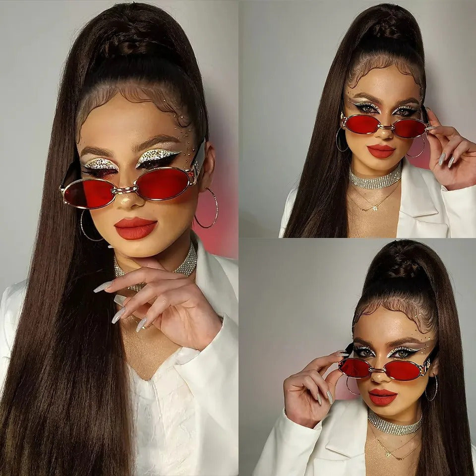86.36 cm Elegant Straight Synthetic Ponytail Extensions for Women, 11 Strands Pack with Versatile Elastic Bands, High Temperature Fiber, Durable & Lightweight Hairpiece for Various Occasions
