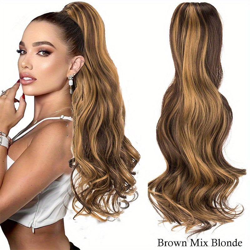 Heat-Resistant Curly Ponytail Wig With Layered Wave - Long Body Wave Extensions For Women, Natural-Looking Daily Use, All Ethnicities, Hair Wig