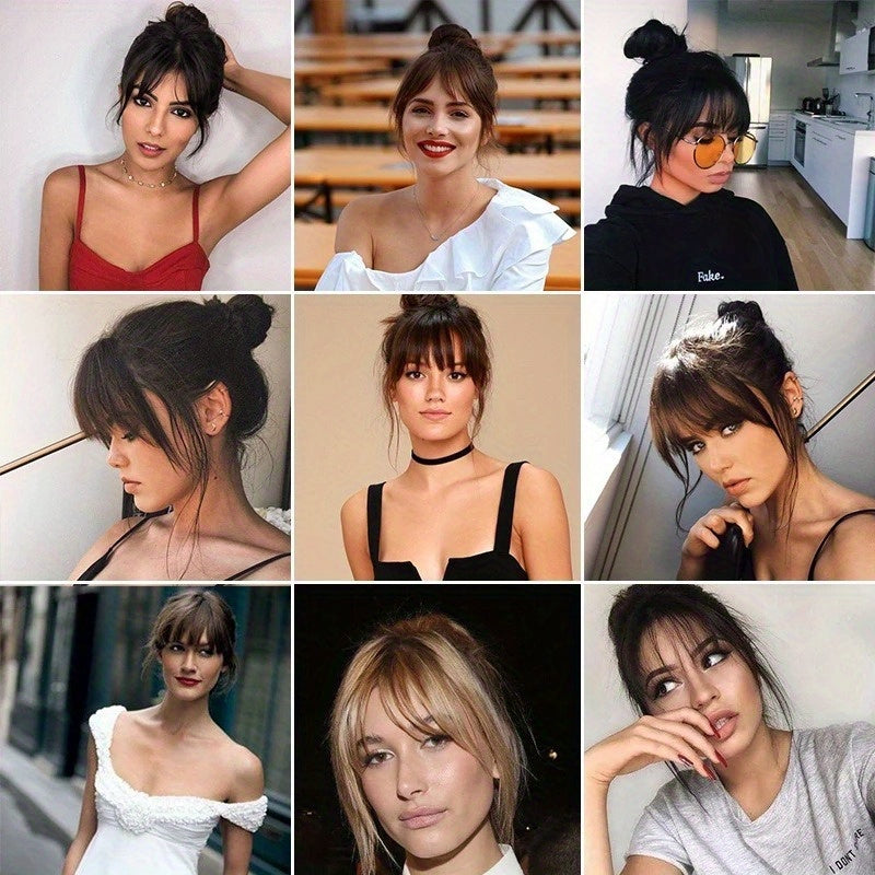 Chic French Air Bangs Clip-In Hairpiece for Women - Heat Resistant Synthetic Fiber, Natural Fluffy Look