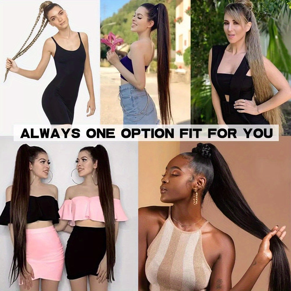 1pc 85cm Clip-In Ponytail Hair Extension - Silky Straight Synthetic Hair, Natural Look for Women, Easy to Use, Perfect for Daily Wear, Parties, and Cosplay, Ponytail Extension, Youyijia
