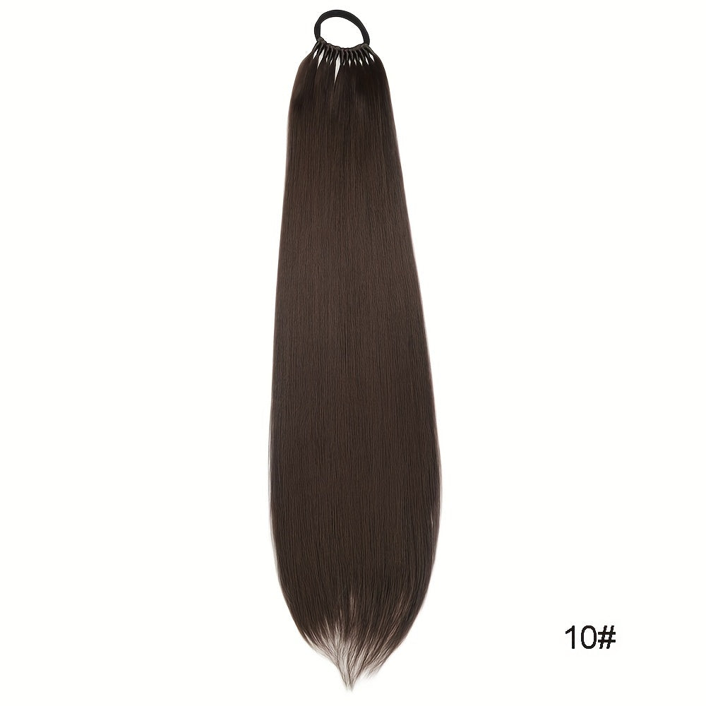 Straight Ponytail With Elastic Band 81.28cm Synthetic Hair Ponytail Extensions 12Strands Women's Hairpieces False Tail For Women Halloween Christmas