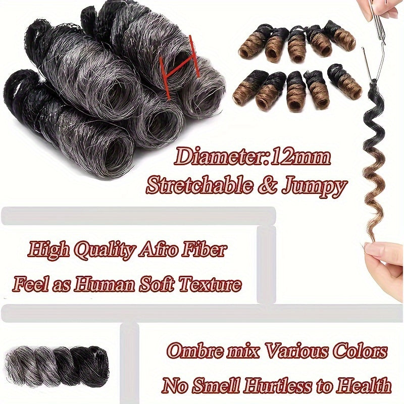 60 Roots 10inch Jamaican Bounce Curly Crochet Braids Hair Extensions - 12mm Curl Diameter, Tapered Cut, Jumpy Wand, Short Bouncy for 3Packs
