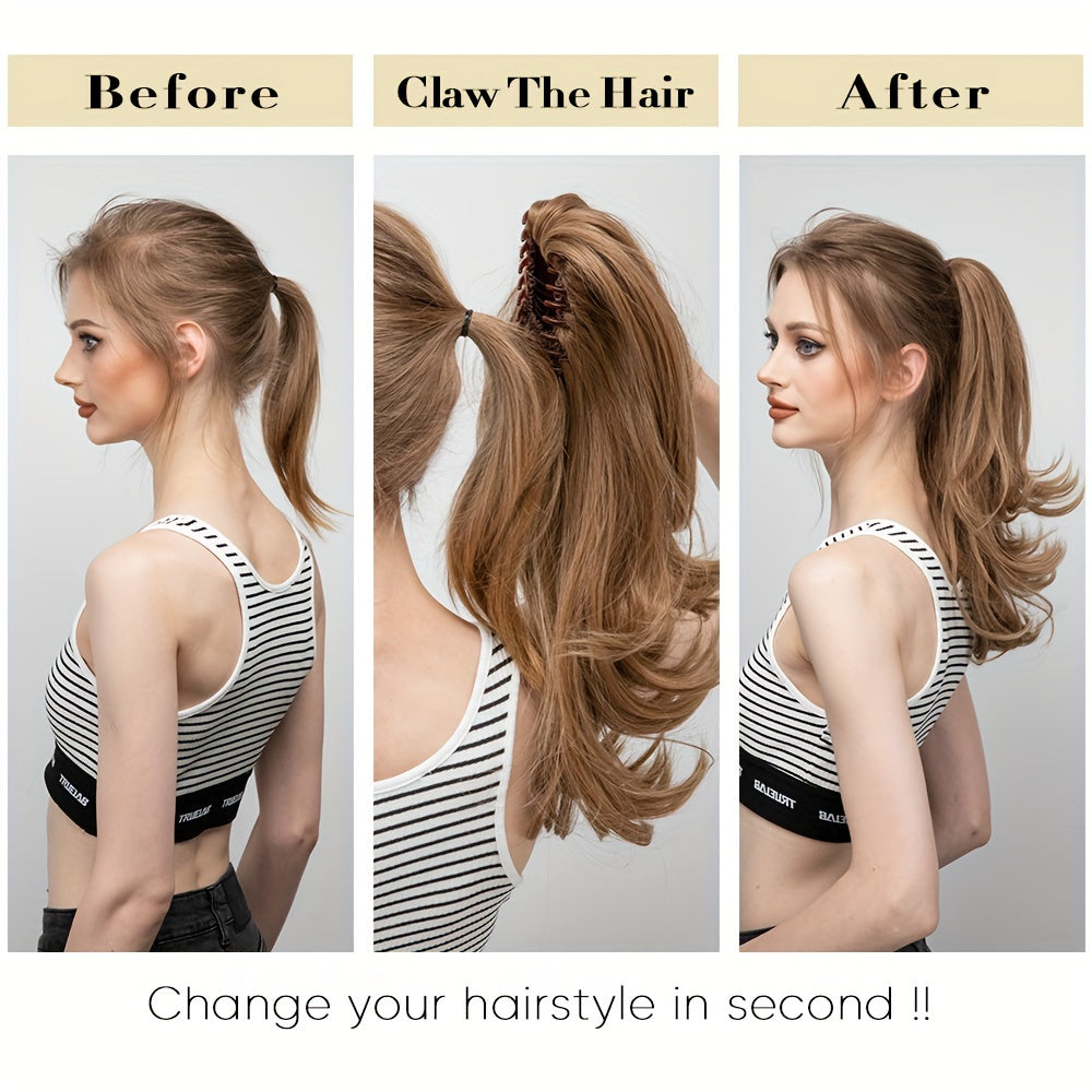 35.56cm Long Curly Wave Claw Ponytail Clip In Hair Extensions Pony Tail Hairpiece for Women Hair Accessories Synthetic Hair