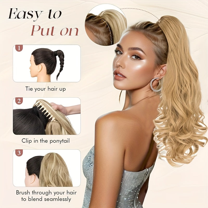Heat-Resistant Curly Ponytail Wig With Layered Wave - Long Body Wave Extensions For Women, Natural-Looking Daily Use, All Ethnicities, Hair Wig