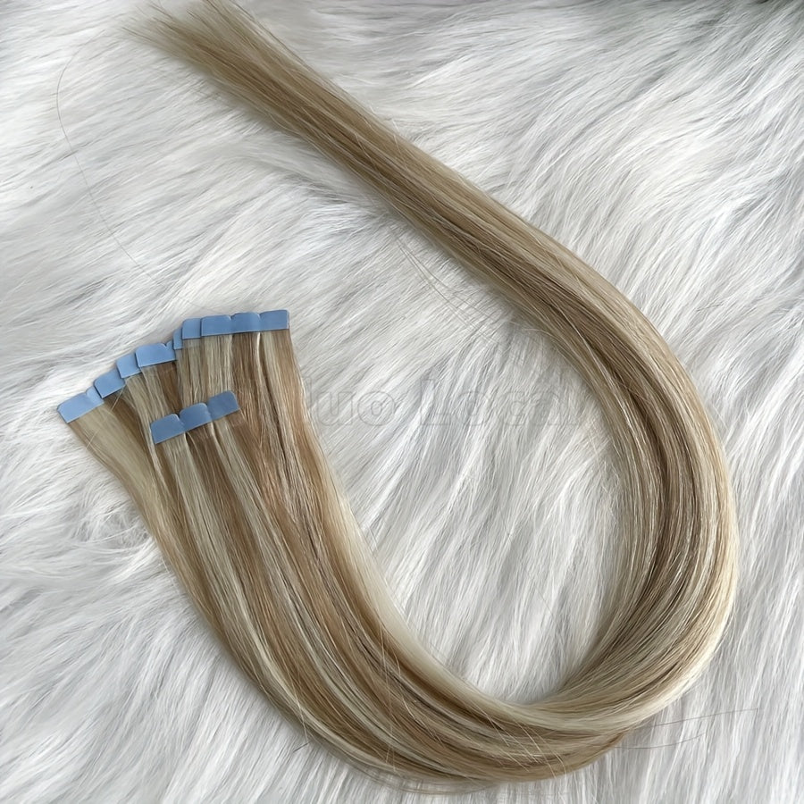 Highlight Blonde Mini Tape Human Hair Extensions 30.48-50.8 cm Long Straight Micro Invisible Tape In Hair Extension 10pcs/pack