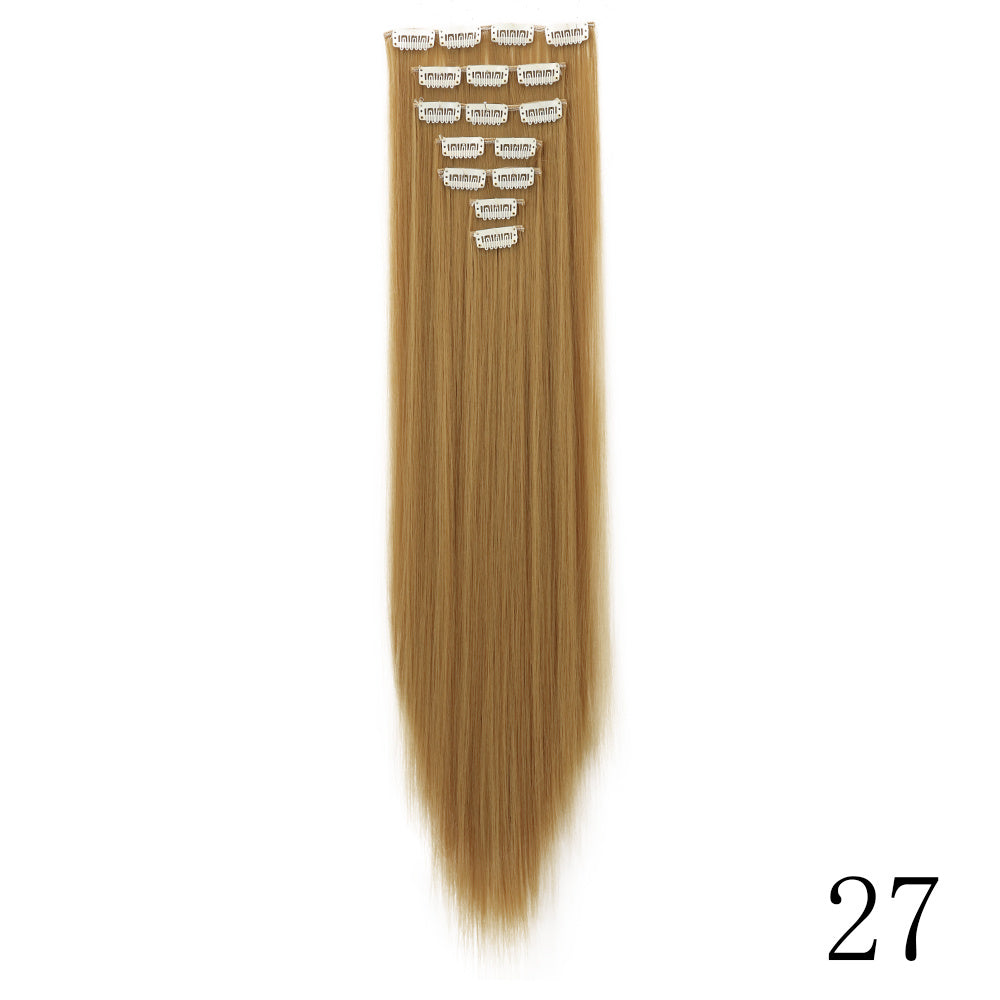 16" Long Straight Hair Extension Clip-In Kit for Women - 7pcs Set with Adjustable Clips, Natural Look for All Ethnicities, Easy Installation, Versatile Styling Options, Hair Accessories