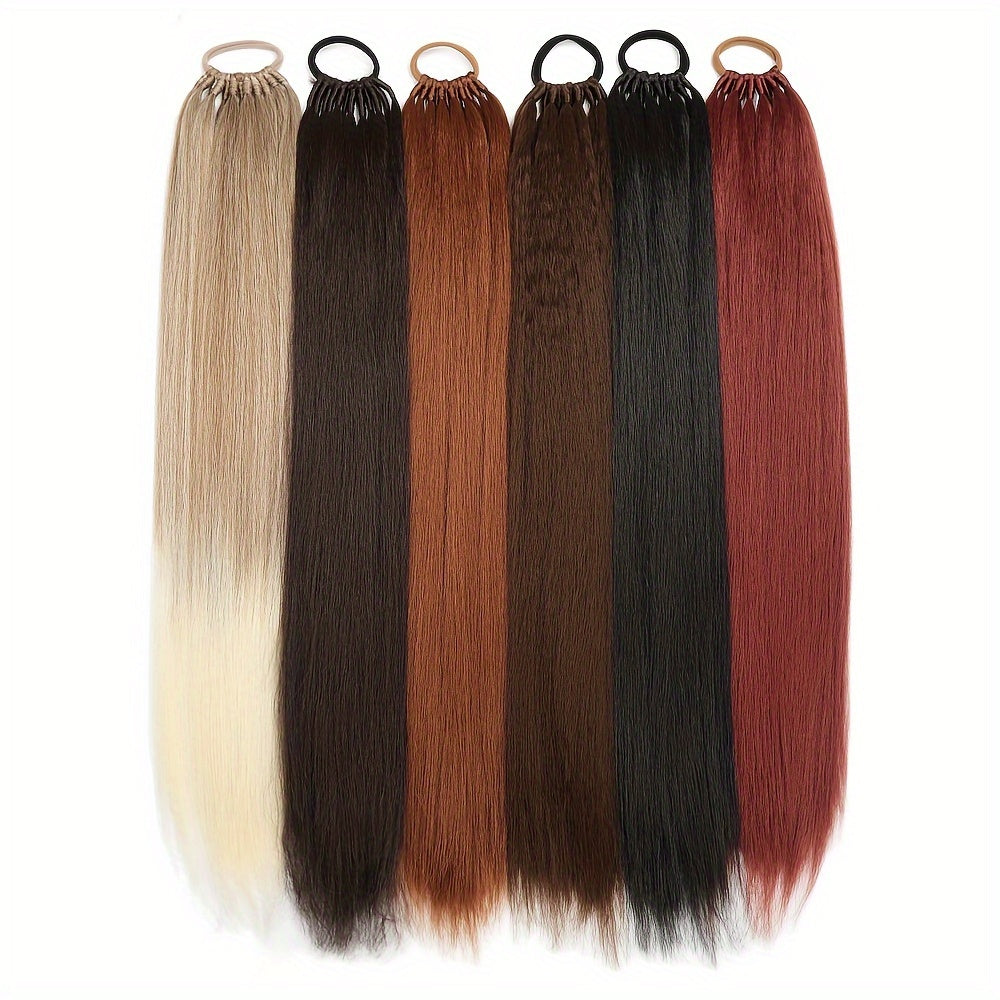 Straight Ponytail With Elastic Band 81.28cm Synthetic Hair Ponytail Extensions 12Strands Women's Hairpieces False Tail For Women Halloween Christmas