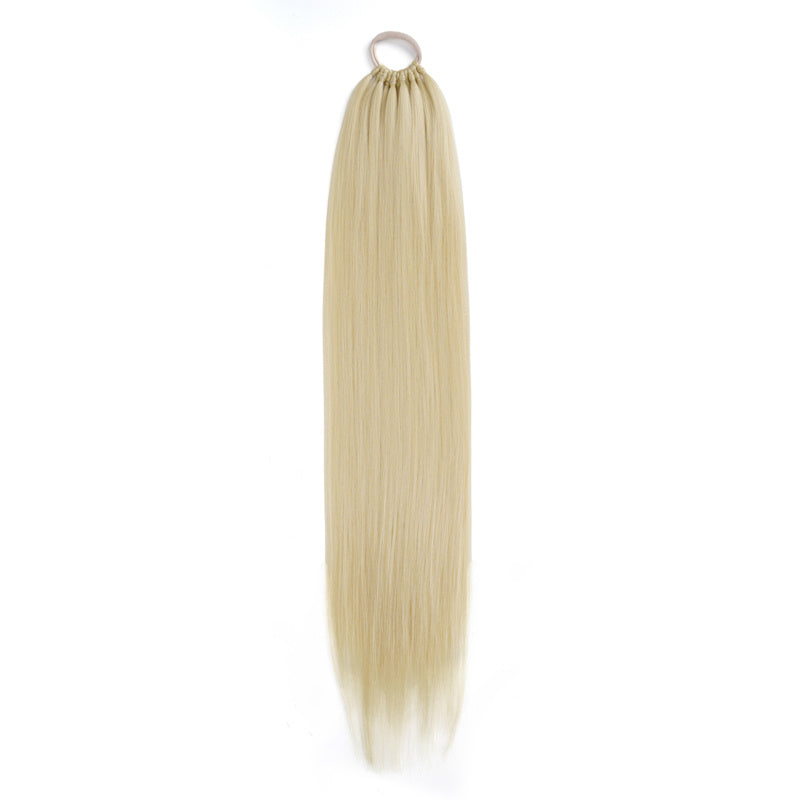 86.36 cm Elegant Straight Synthetic Ponytail Extensions for Women, 11 Strands Pack with Versatile Elastic Bands, High Temperature Fiber, Durable & Lightweight Hairpiece for Various Occasions