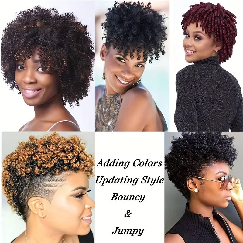 60 Roots 10inch Jamaican Bounce Curly Crochet Braids Hair Extensions - 12mm Curl Diameter, Tapered Cut, Jumpy Wand, Short Bouncy for 3Packs
