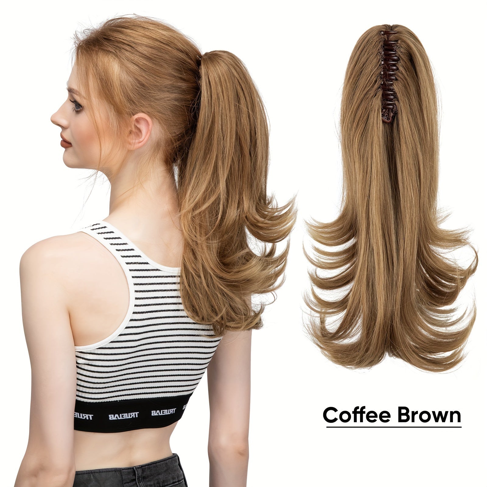 35.56cm Long Curly Wave Claw Ponytail Clip In Hair Extensions Pony Tail Hairpiece for Women Hair Accessories Synthetic Hair