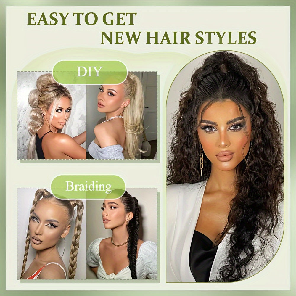 32-Inch Clip-In Wrap Around Ponytail Extension - Long Straight Synthetic Hairpiece with Natural Magic Tape, Soft & Versatile for Women - Perfect for Parties, Cosplay & Everyday Use