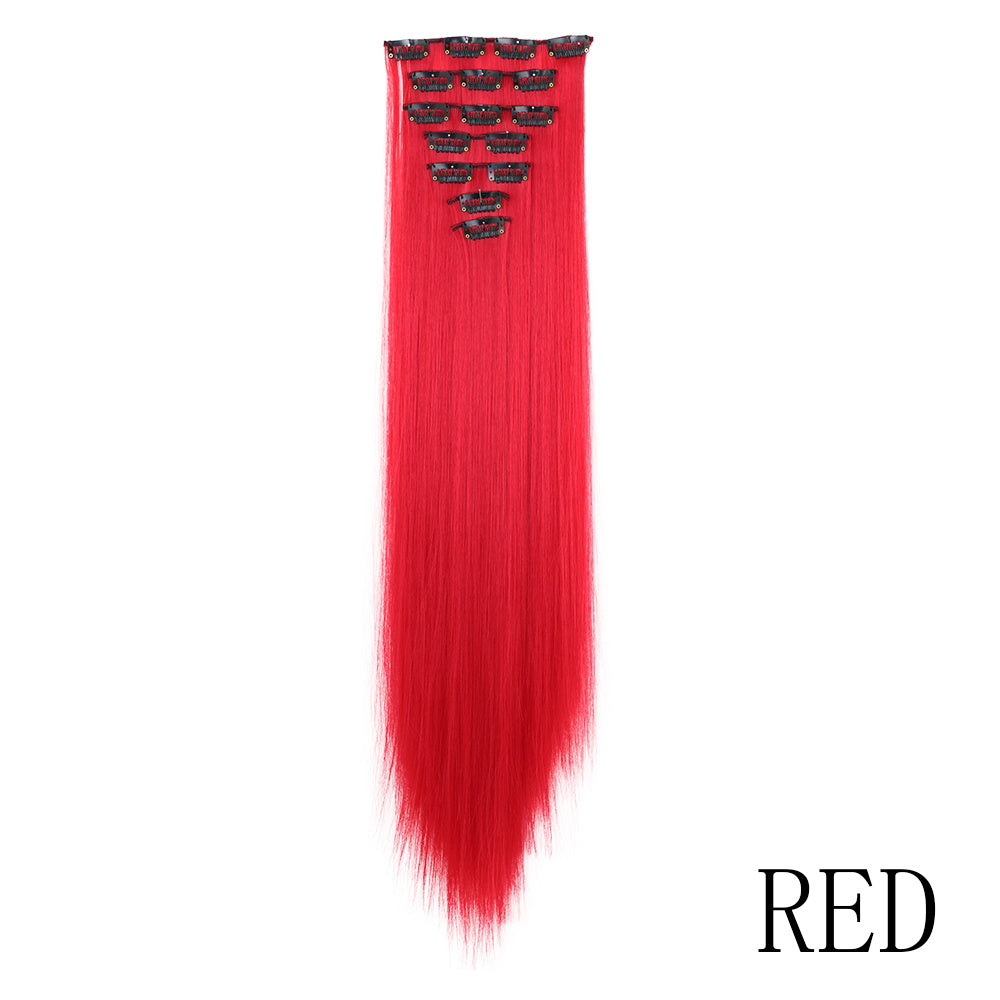 16" Long Straight Hair Extension Clip-In Kit for Women - 7pcs Set with Adjustable Clips, Natural Look for All Ethnicities, Easy Installation, Versatile Styling Options, Hair Accessories