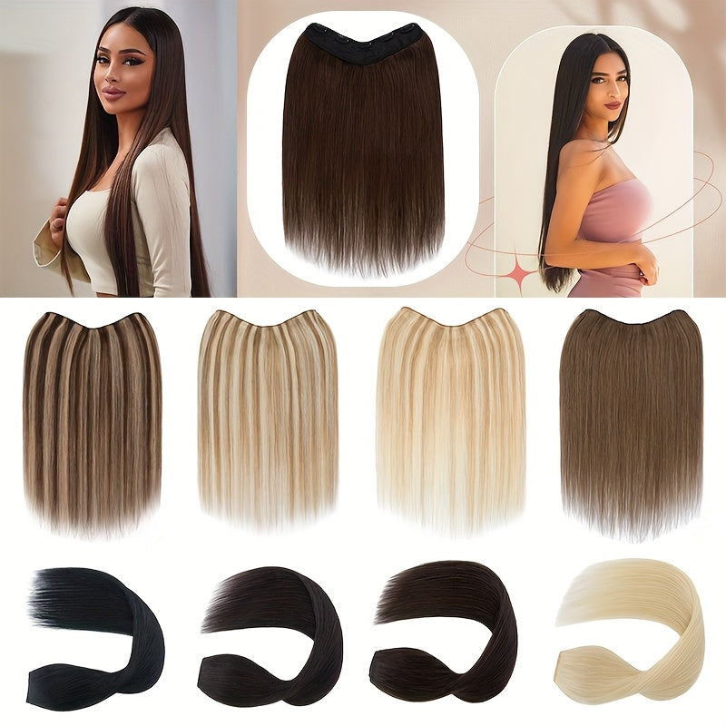 V Shape Clip In Human Hair Extensions 30.48 cm Double Weft Seamless Clip In Hair Extensions Human Hair Upgraded V-Shape 100% Remy Human Hair Hairpieces For Volume & Length Black Highlight