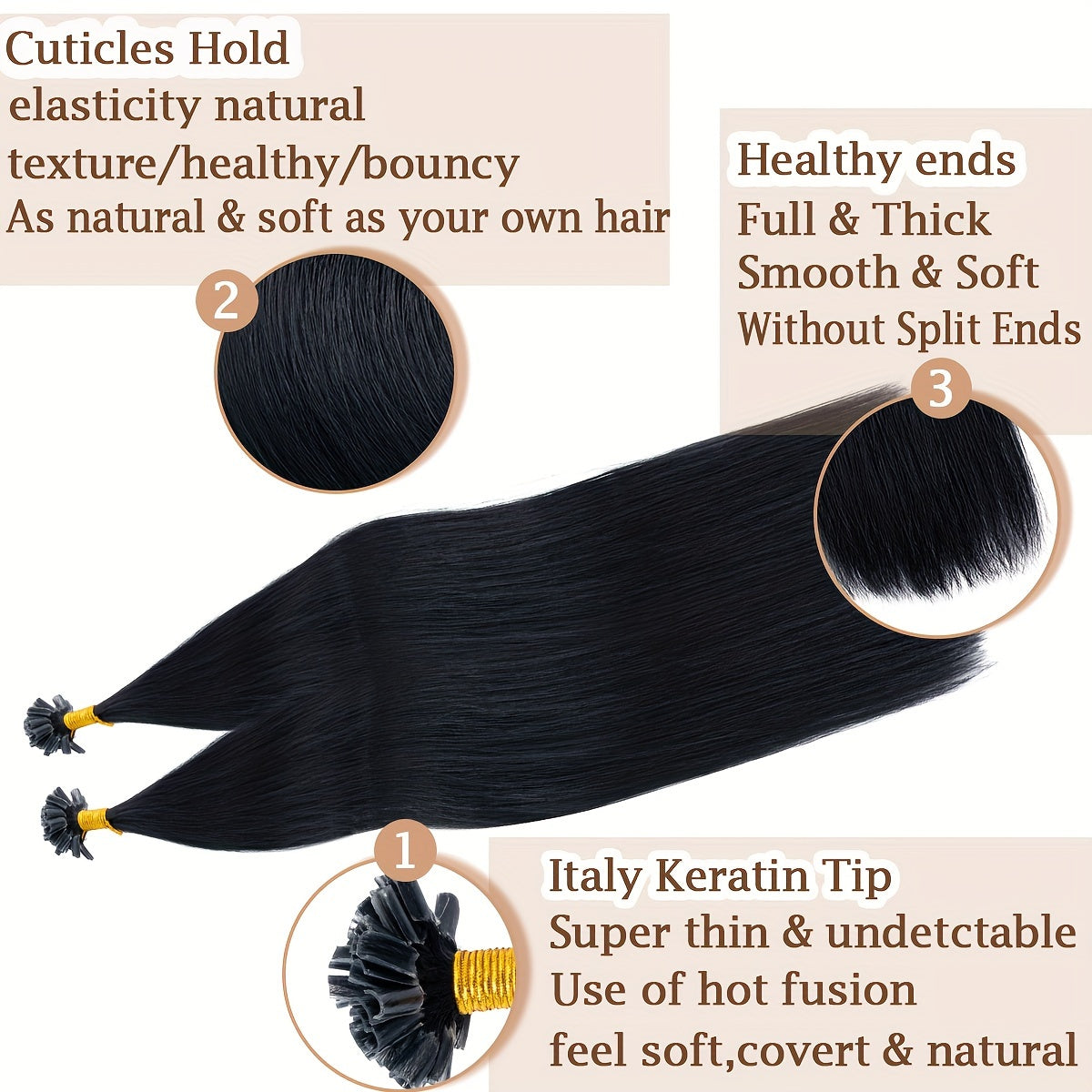 [Keratin U Tip Extensions] 100% Real Human Hair Keratin U Tip Hair Extensions | 16in-24in Pre Bonded U Tip Extensions, 50 Strands, 50 Gram, Keratin Fusion