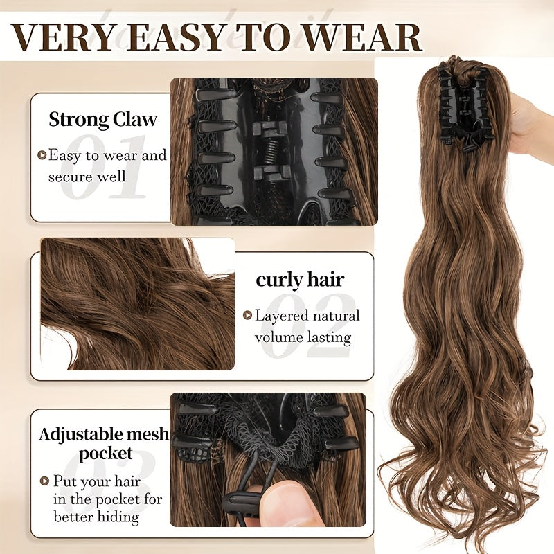 Heat-Resistant Curly Ponytail Wig With Layered Wave - Long Body Wave Extensions For Women, Natural-Looking Daily Use, All Ethnicities, Hair Wig