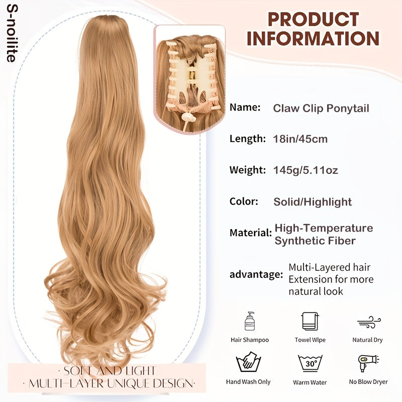 Heat-Resistant Curly Ponytail Wig With Layered Wave - Long Body Wave Extensions For Women, Natural-Looking Daily Use, All Ethnicities, Hair Wig