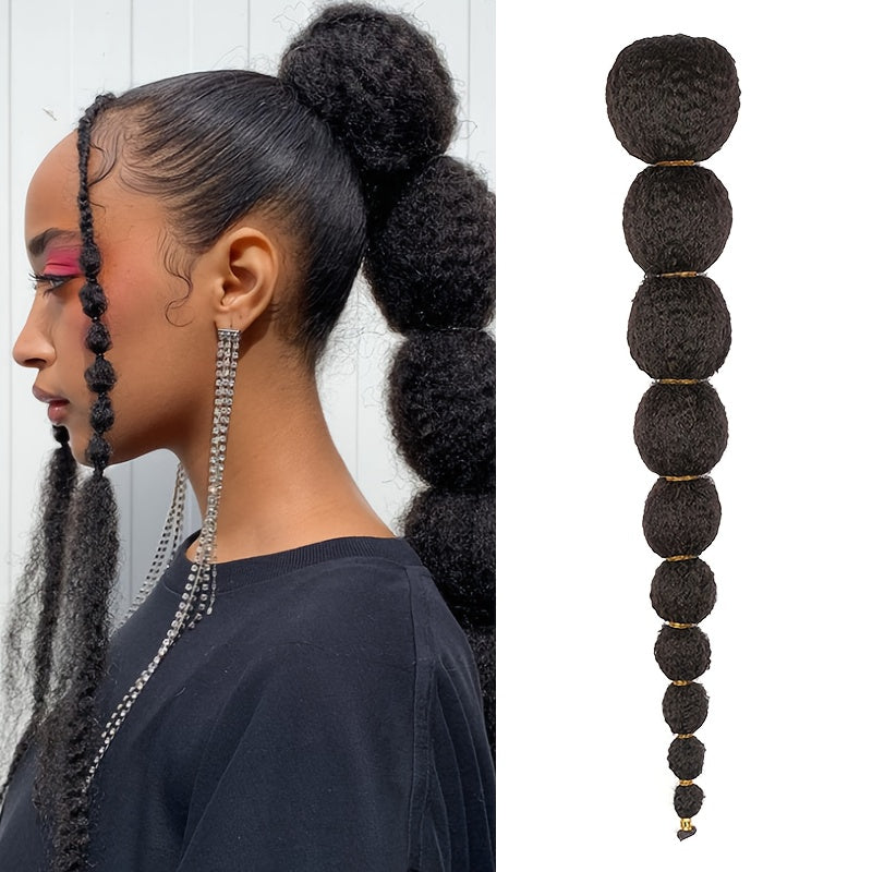 1-Pack Bubble Ponytail Hair Extensions - 's Natural Textured Synthetic Hair, 100% Human-Like Feel, Easy to Install & Secure Hold, Versatile for Everyday & Special Occasions, Stylish Updo Accessory | Voluminous Buns | Secure Installation, Hair Accessories