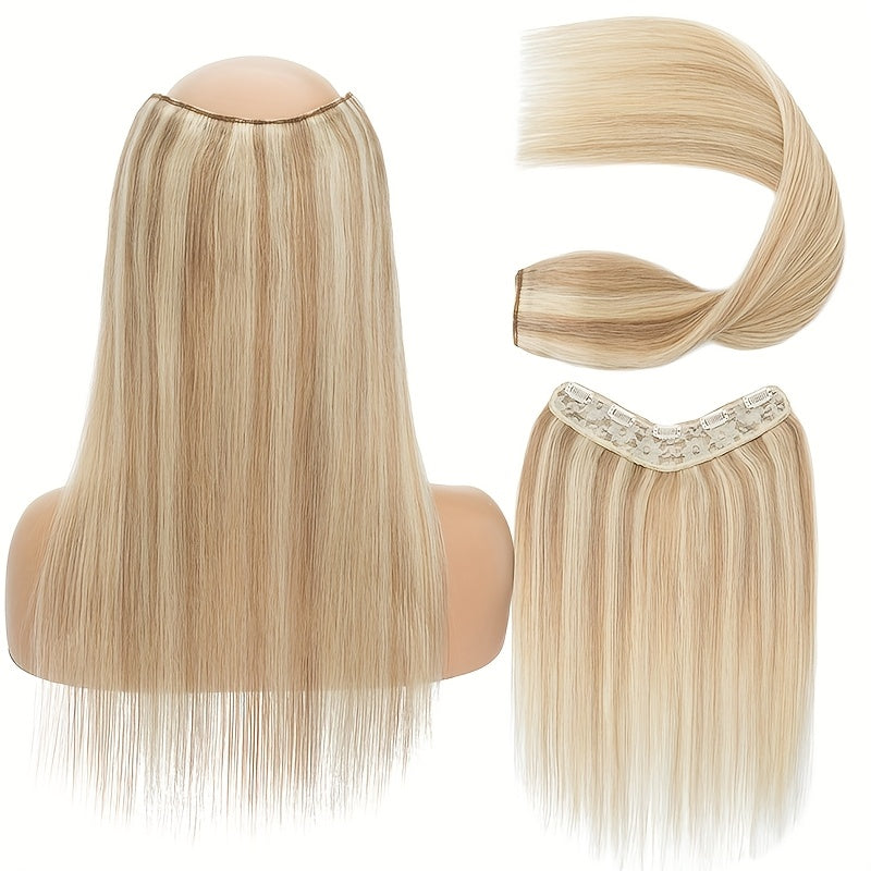 V Shape Clip In Human Hair Extensions 30.48 cm Double Weft Seamless Clip In Hair Extensions Human Hair Upgraded V-Shape 100% Remy Human Hair Hairpieces For Volume & Length Black Highlight