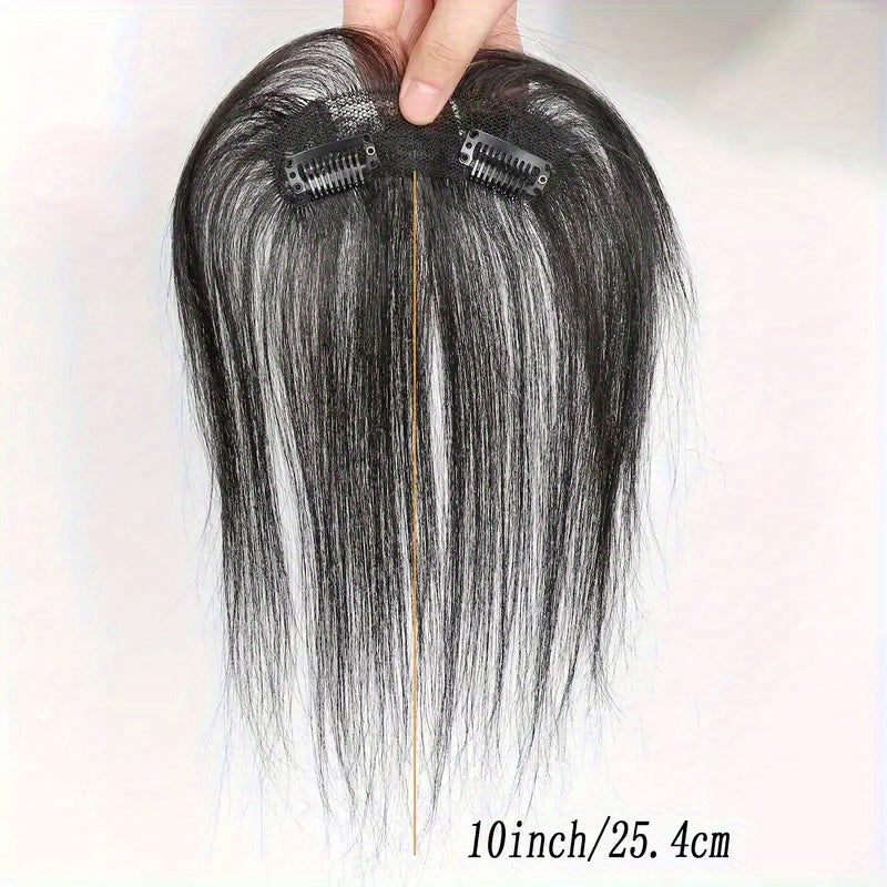 25.4 cm Straight Human Hair Clip-In Bangs with Sideburns Hairpiece for Women - Natural Look Hair Extensions, Easy Clip-In Styling, Versatile for All Light Beige Tones & Occasions, Quick Hairstyle Change | Natural Appearance