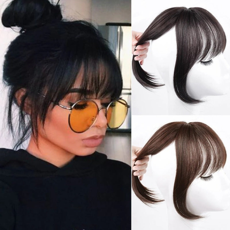 Chic French Air Bangs Clip-In Hairpiece for Women - Heat Resistant Synthetic Fiber, Natural Fluffy Look