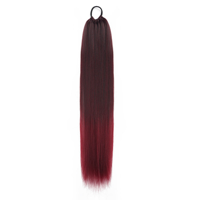 86.36 cm Elegant Straight Synthetic Ponytail Extensions for Women, 11 Strands Pack with Versatile Elastic Bands, High Temperature Fiber, Durable & Lightweight Hairpiece for Various Occasions