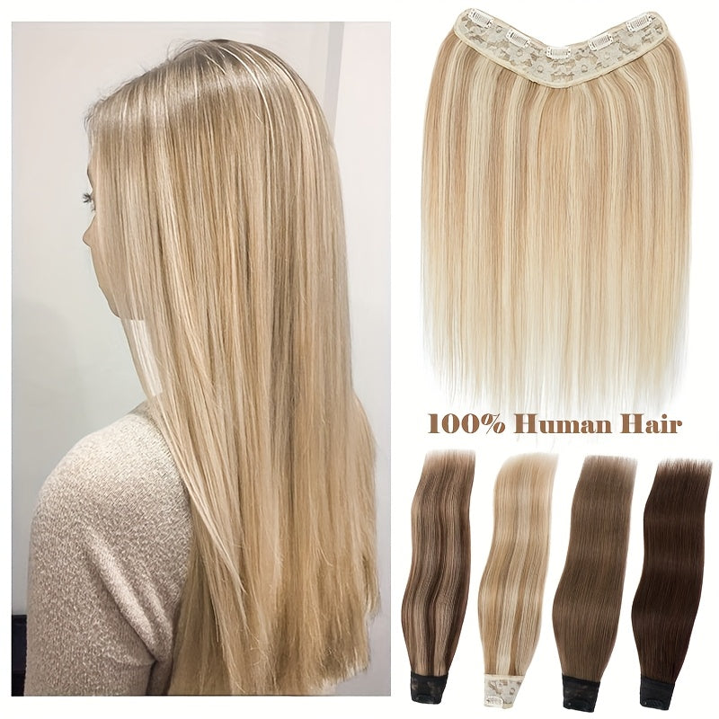 V Shape Clip In Human Hair Extensions 30.48 cm Double Weft Seamless Clip In Hair Extensions Human Hair Upgraded V-Shape 100% Remy Human Hair Hairpieces For Volume & Length Black Highlight