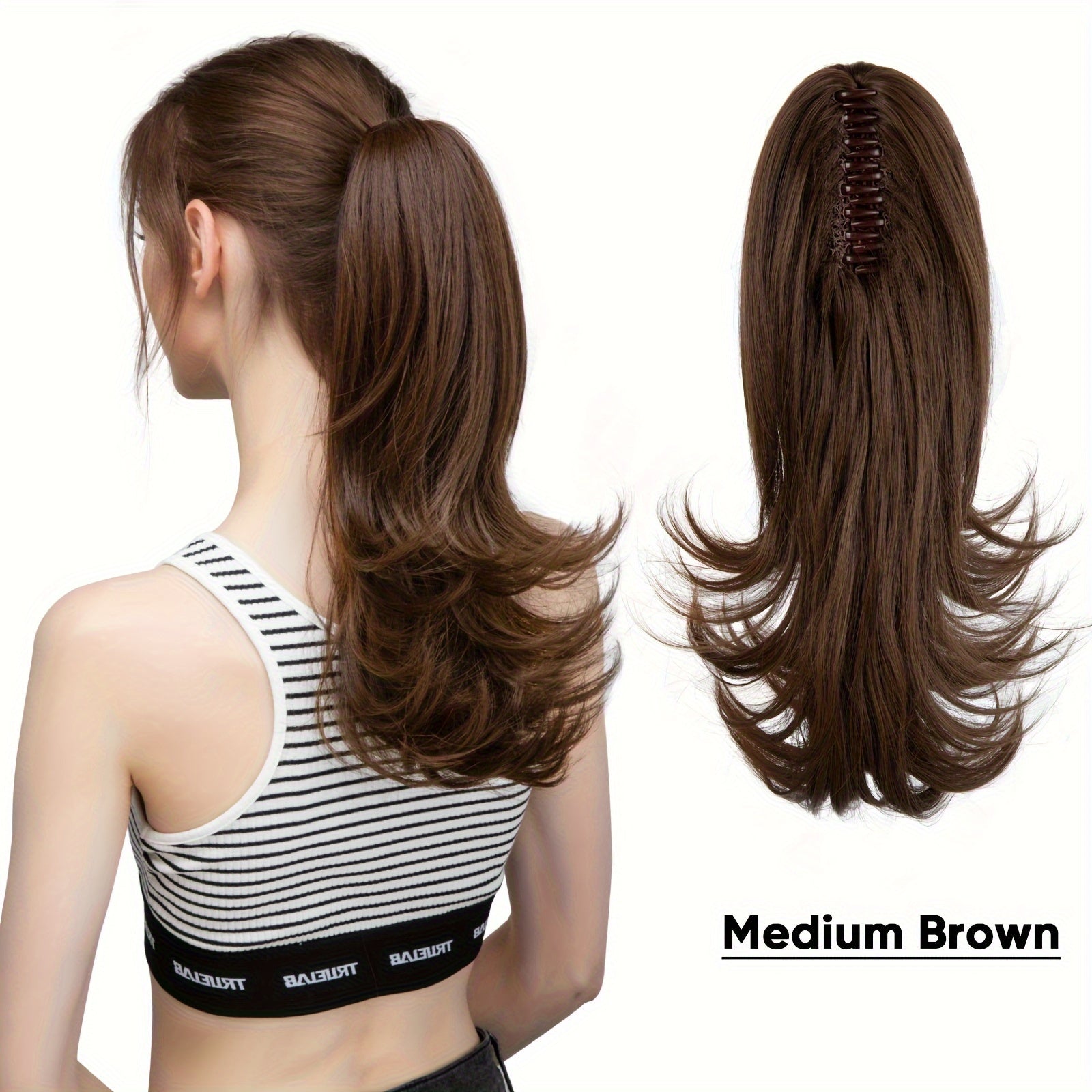 35.56cm Long Curly Wave Claw Ponytail Clip In Hair Extensions Pony Tail Hairpiece for Women Hair Accessories Synthetic Hair