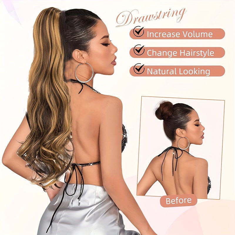 Heat-Resistant Curly Ponytail Wig With Layered Wave - Long Body Wave Extensions For Women, Natural-Looking Daily Use, All Ethnicities, Hair Wig