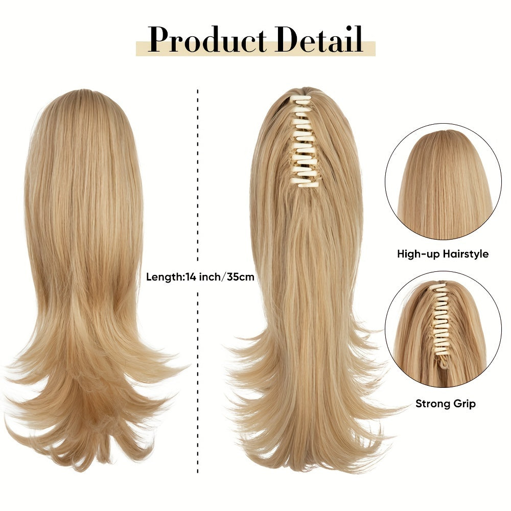 14Inch Long Curly Wave Premium Claw Ponytail Clip In Hair Extensions Pony Tail Hairpiece for Women Hair Accessories Synthetic Hair