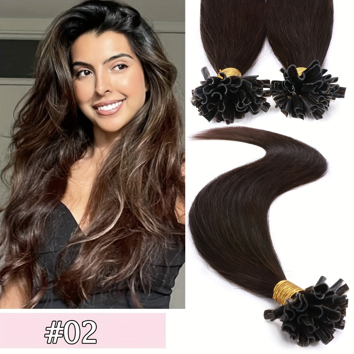 [Keratin U Tip Extensions] 100% Real Human Hair Keratin U Tip Hair Extensions | 16in-24in Pre Bonded U Tip Extensions, 50 Strands, 50 Gram, Keratin Fusion