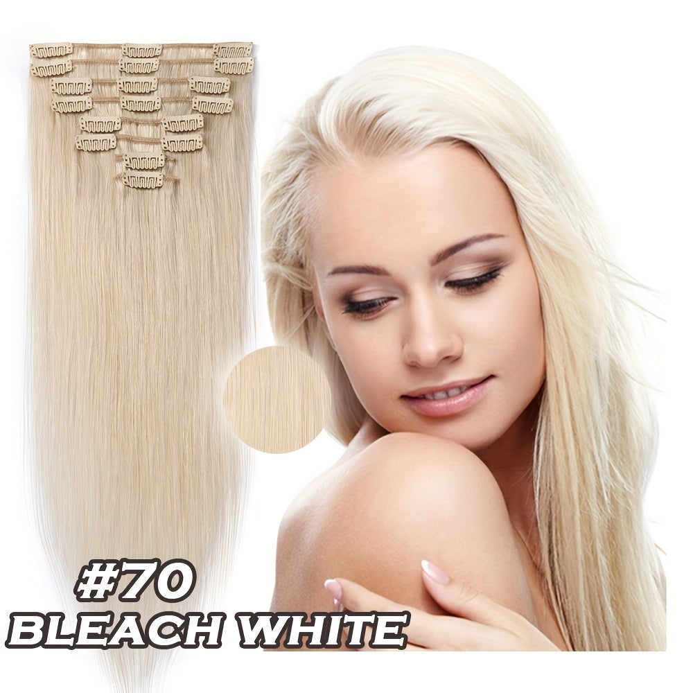 Invisible Clip In Hair Extensions, 40.64-60.96 cm 8pcs 18 Clips Silky Straight Real Huamn Hairpiece Invisible Clip Ins Hair Extensions Human Hair, Seamless 100% Real Soft Human Hair For Travel, Outgoing, Wedding, Party To Add Volumn And Show Your Beauty