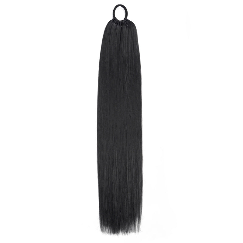 86.36 cm Elegant Straight Synthetic Ponytail Extensions for Women, 11 Strands Pack with Versatile Elastic Bands, High Temperature Fiber, Durable & Lightweight Hairpiece for Various Occasions
