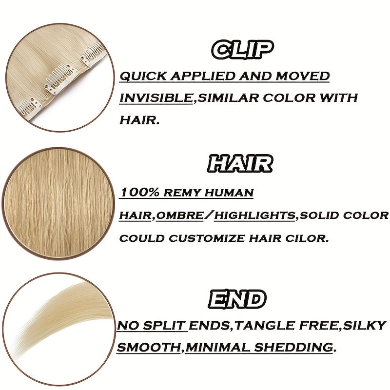 Invisible Clip In Hair Extensions, 40.64-60.96 cm 8pcs 18 Clips Silky Straight Real Huamn Hairpiece Invisible Clip Ins Hair Extensions Human Hair, Seamless 100% Real Soft Human Hair For Travel, Outgoing, Wedding, Party To Add Volumn And Show Your Beauty