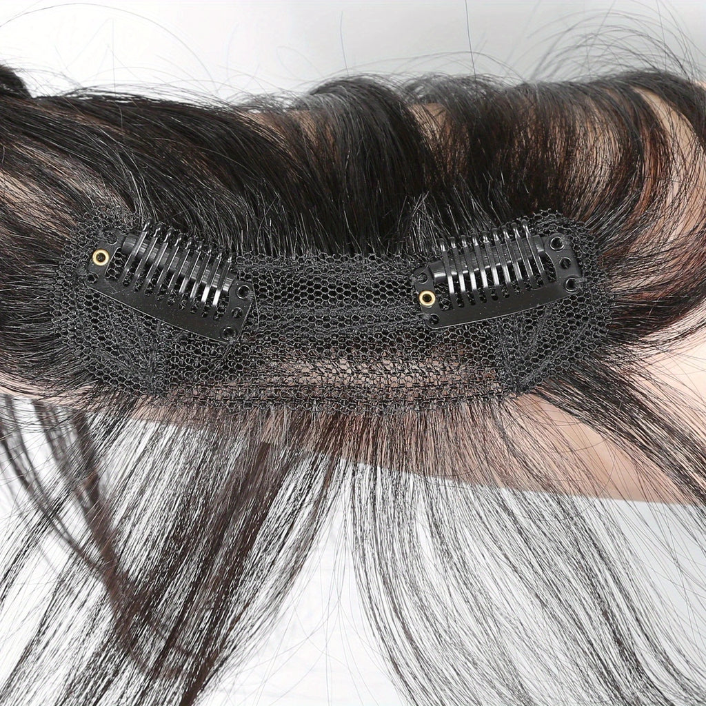 25.4 cm Straight Human Hair Clip-In Bangs with Sideburns Hairpiece for Women - Natural Look Hair Extensions, Easy Clip-In Styling, Versatile for All Light Beige Tones & Occasions, Quick Hairstyle Change | Natural Appearance