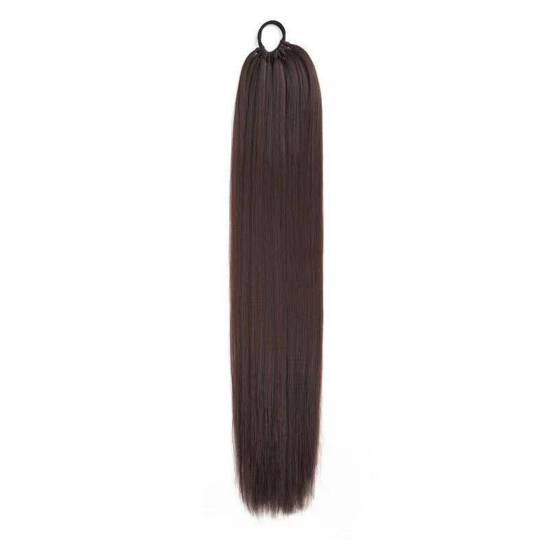 86.36 cm Elegant Straight Synthetic Ponytail Extensions for Women, 11 Strands Pack with Versatile Elastic Bands, High Temperature Fiber, Durable & Lightweight Hairpiece for Various Occasions