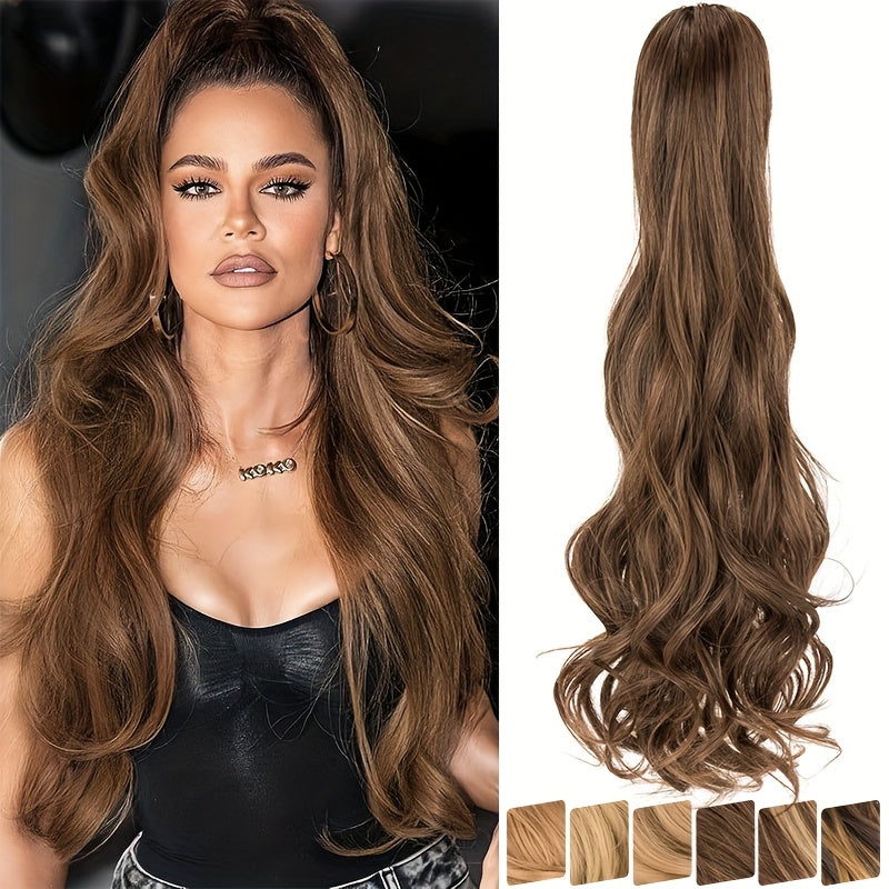 Heat-Resistant Curly Ponytail Wig With Layered Wave - Long Body Wave Extensions For Women, Natural-Looking Daily Use, All Ethnicities, Hair Wig