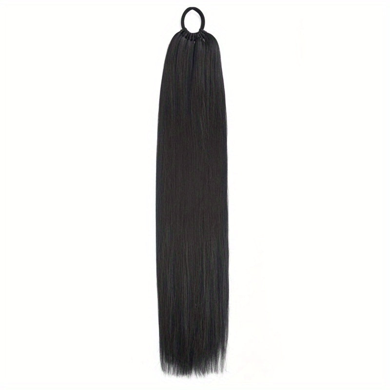86.36 cm Elegant Straight Synthetic Ponytail Extensions for Women, 11 Strands Pack with Versatile Elastic Bands, High Temperature Fiber, Durable & Lightweight Hairpiece for Various Occasions