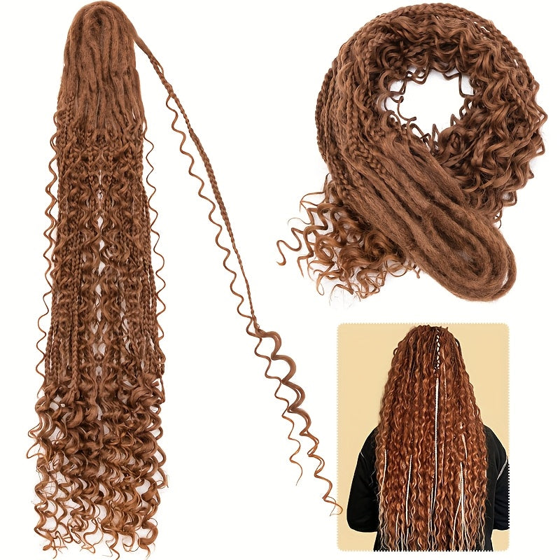 22-Inch Dual-Ended Braided Ponytail Extension - 3-in-1 Synthetic Hairpiece For Women, Versatile & Stylish