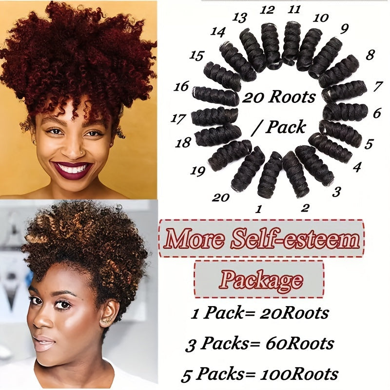60 Roots 10inch Jamaican Bounce Curly Crochet Braids Hair Extensions - 12mm Curl Diameter, Tapered Cut, Jumpy Wand, Short Bouncy for 3Packs