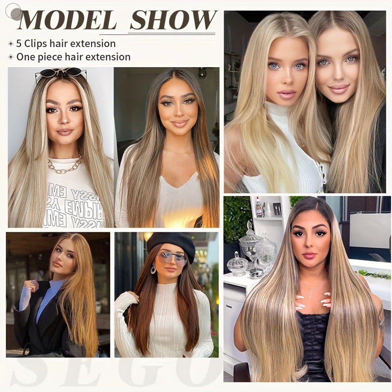 V Shape Clip In Human Hair Extensions 30.48 cm Double Weft Seamless Clip In Hair Extensions Human Hair Upgraded V-Shape 100% Remy Human Hair Hairpieces For Volume & Length Black Highlight
