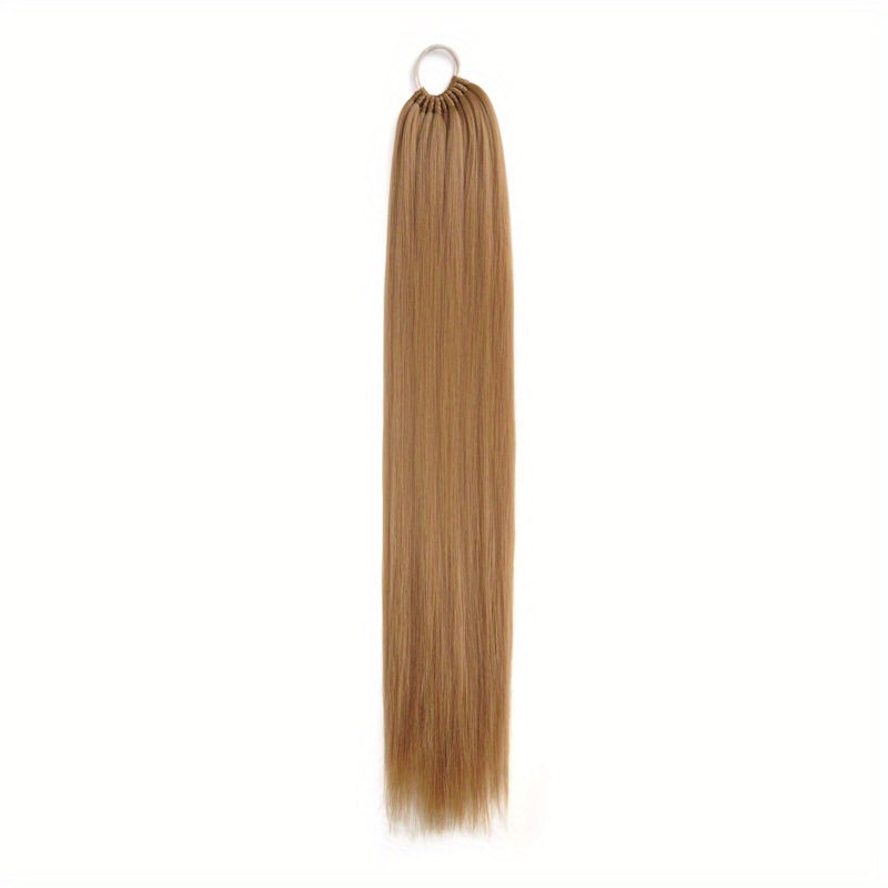86.36 cm Elegant Straight Synthetic Ponytail Extensions for Women, 11 Strands Pack with Versatile Elastic Bands, High Temperature Fiber, Durable & Lightweight Hairpiece for Various Occasions