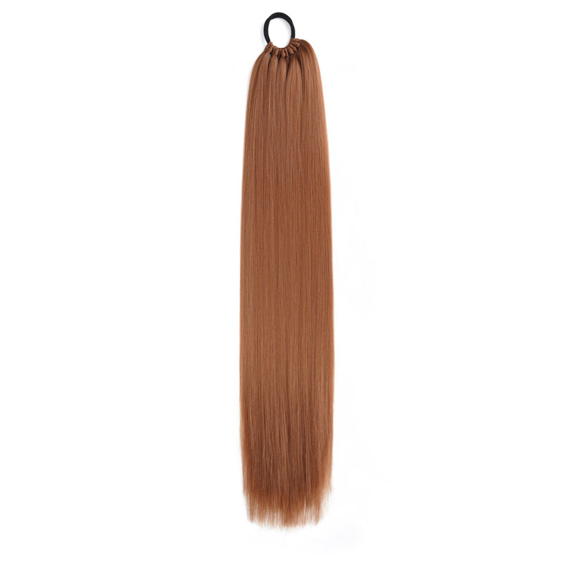 86.36 cm Elegant Straight Synthetic Ponytail Extensions for Women, 11 Strands Pack with Versatile Elastic Bands, High Temperature Fiber, Durable & Lightweight Hairpiece for Various Occasions