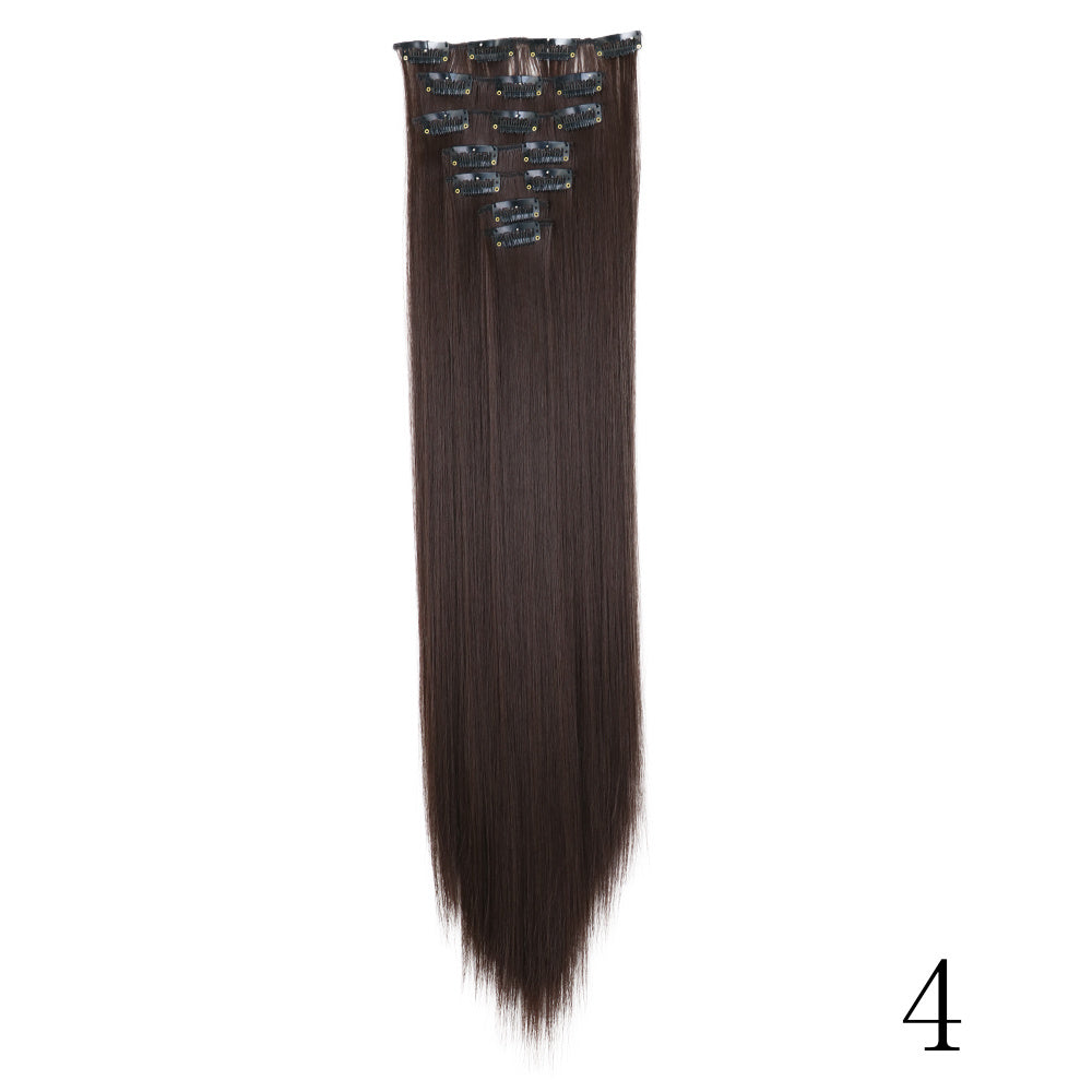 16" Long Straight Hair Extension Clip-In Kit for Women - 7pcs Set with Adjustable Clips, Natural Look for All Ethnicities, Easy Installation, Versatile Styling Options, Hair Accessories