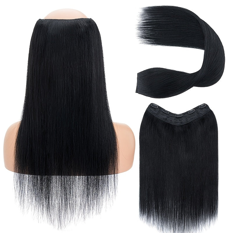V Shape Clip In Human Hair Extensions 30.48 cm Double Weft Seamless Clip In Hair Extensions Human Hair Upgraded V-Shape 100% Remy Human Hair Hairpieces For Volume & Length Black Highlight