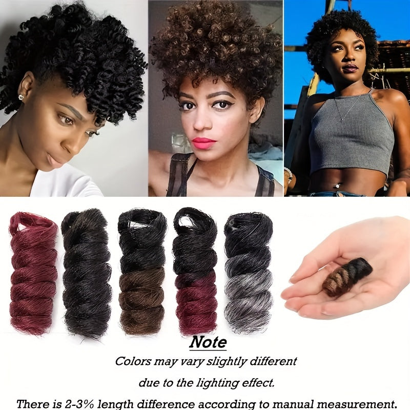 60 Roots 10inch Jamaican Bounce Curly Crochet Braids Hair Extensions - 12mm Curl Diameter, Tapered Cut, Jumpy Wand, Short Bouncy for 3Packs