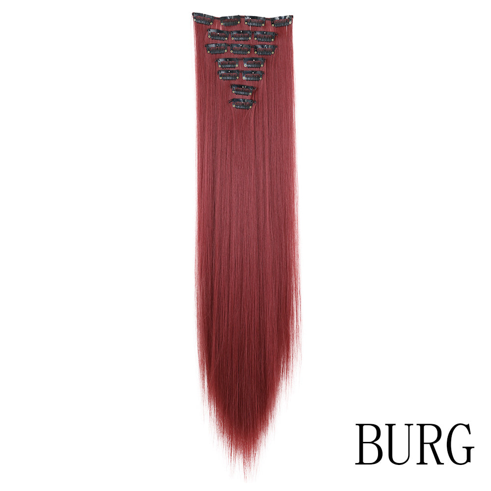16" Long Straight Hair Extension Clip-In Kit for Women - 7pcs Set with Adjustable Clips, Natural Look for All Ethnicities, Easy Installation, Versatile Styling Options, Hair Accessories
