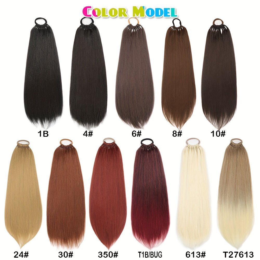 Straight Ponytail With Elastic Band 81.28cm Synthetic Hair Ponytail Extensions 12Strands Women's Hairpieces False Tail For Women Halloween Christmas