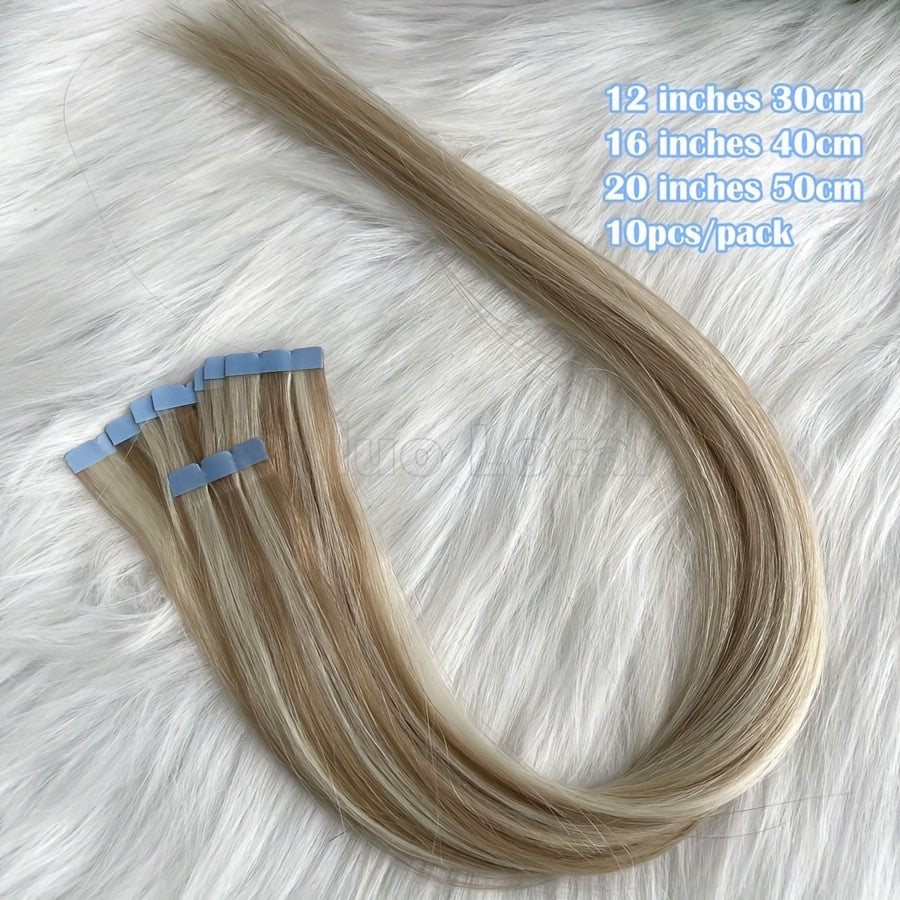 Highlight Blonde Mini Tape Human Hair Extensions 30.48-50.8 cm Long Straight Micro Invisible Tape In Hair Extension 10pcs/pack